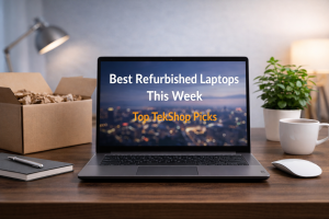 refurbished laptop on desk showing best refurbished laptops this week tekshop picks