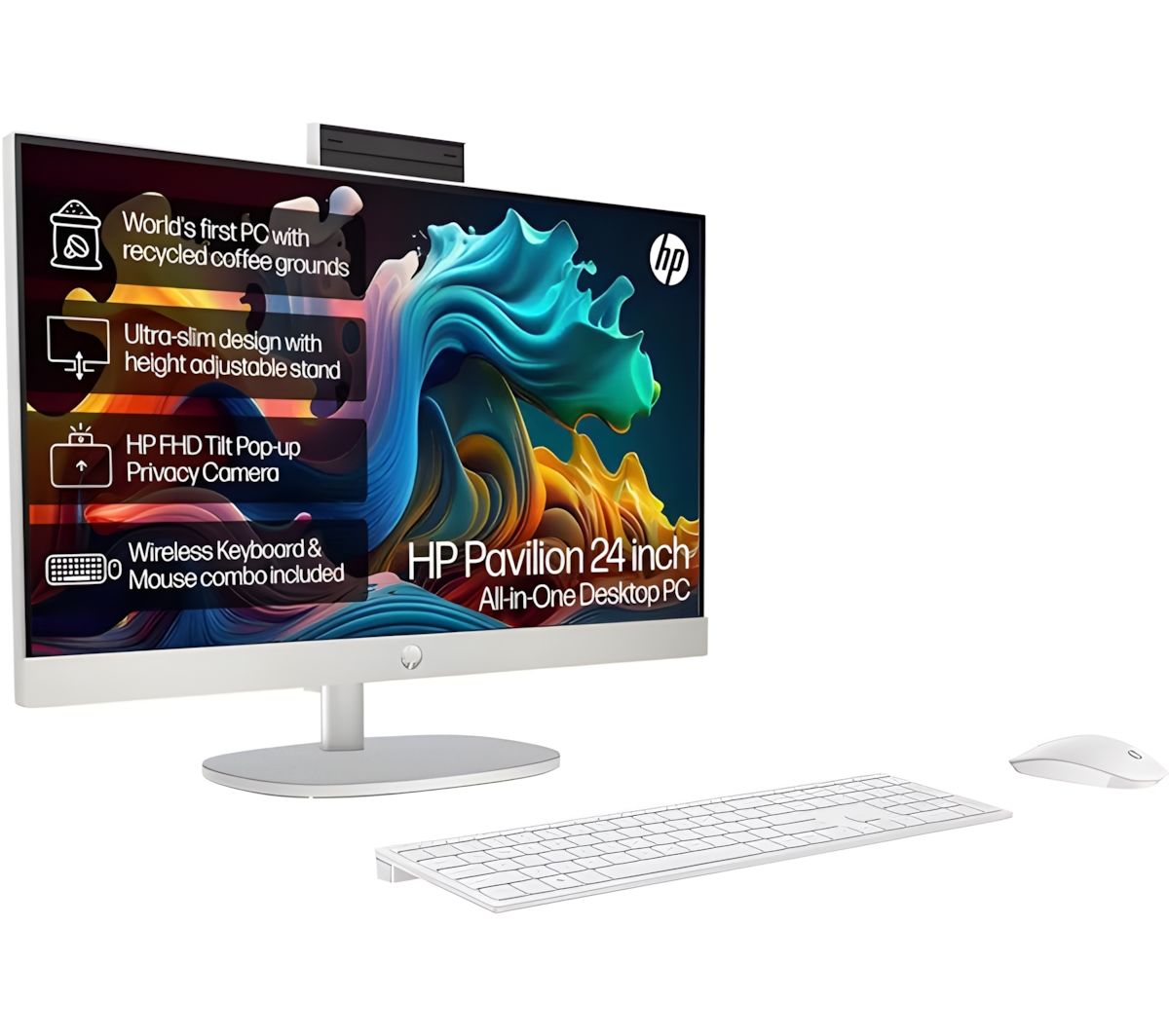 HP 24-cr0037na 23.8" All-In-One Desktop PC AMD Ryzen 7 16GB RAM 1TB SSD White