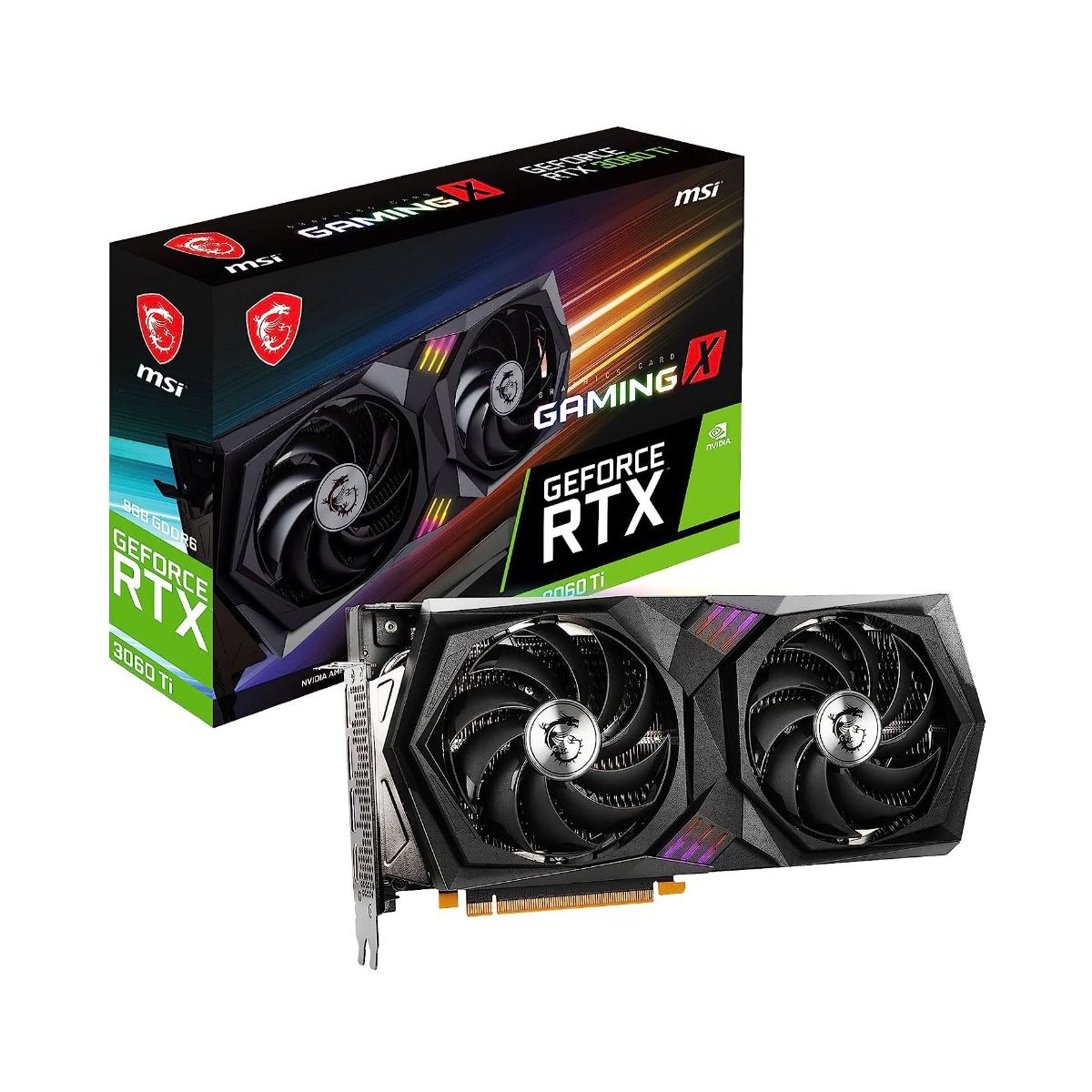 MSI GeForce RTX 3060 Ti Gaming X Dual Fan 8GB GDDR6 LHR Graphics Card Black