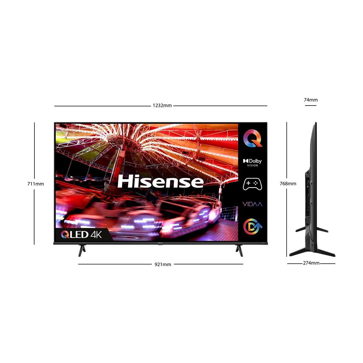 HISENSE 55" Smart TV 4K Ultra HD QLED HDR Alexa Freeview Wi-Fi HDMI USB