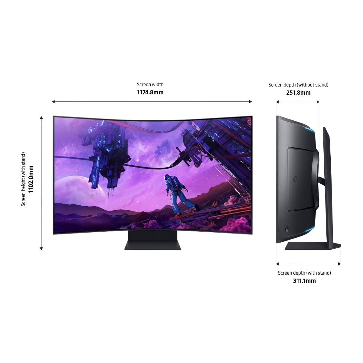 Samsung Odyssey Ark 55" Ultra HD 4K 165Hz Smart Gaming Monitor Mini LED 1ms HDR