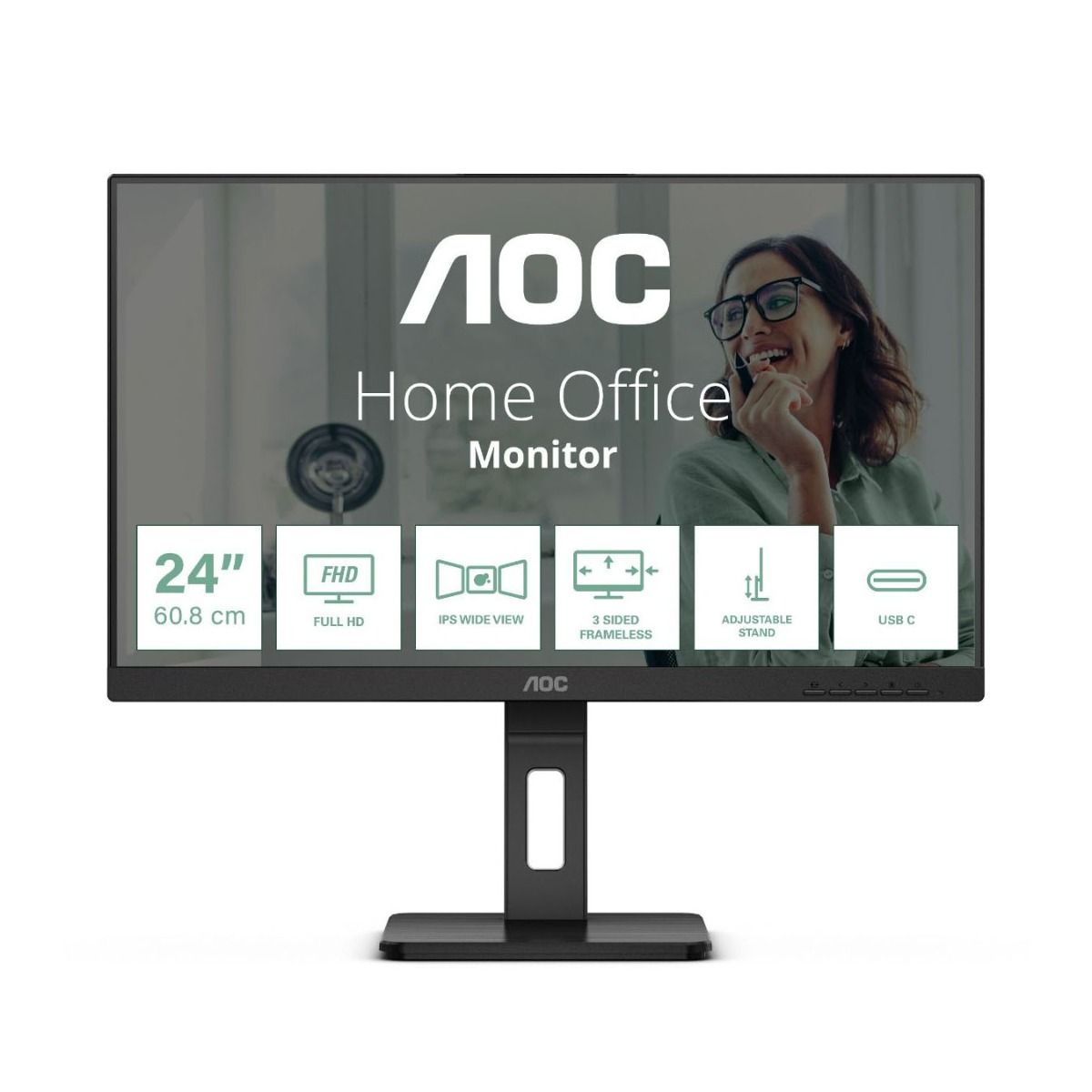 AOC 24P3CV 23.8" Full HD Monitor 75Hz Adaptive Sync USB Hub Black