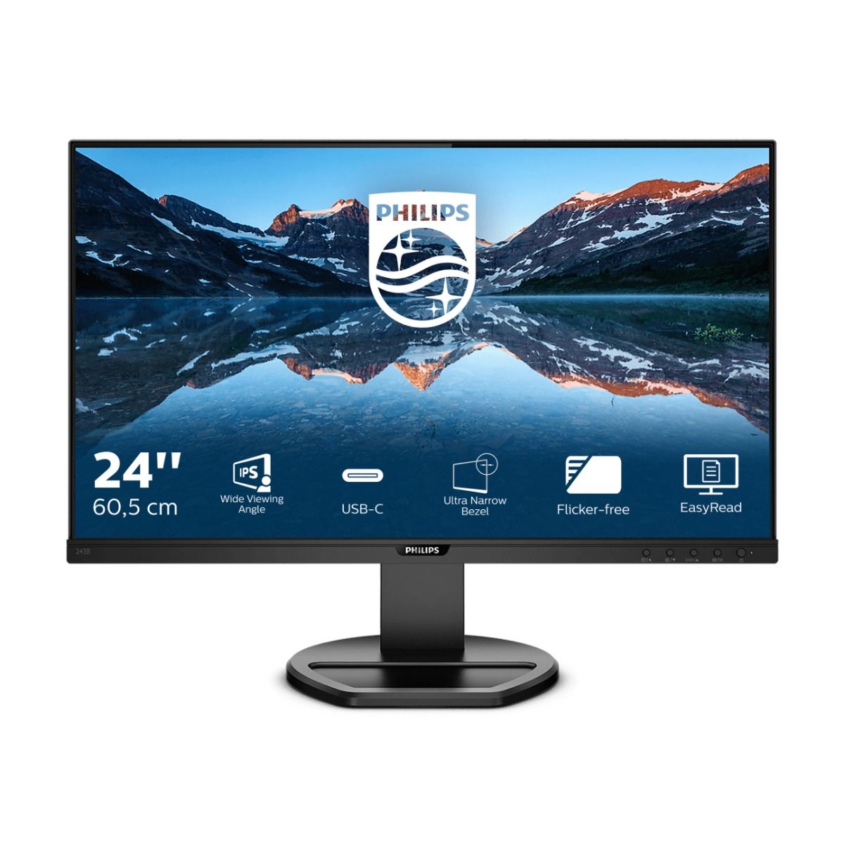 Philips B Line 243B9/00 24" Full HD Monitor 75Hz 4ms 2W Speaker USB Hub Black