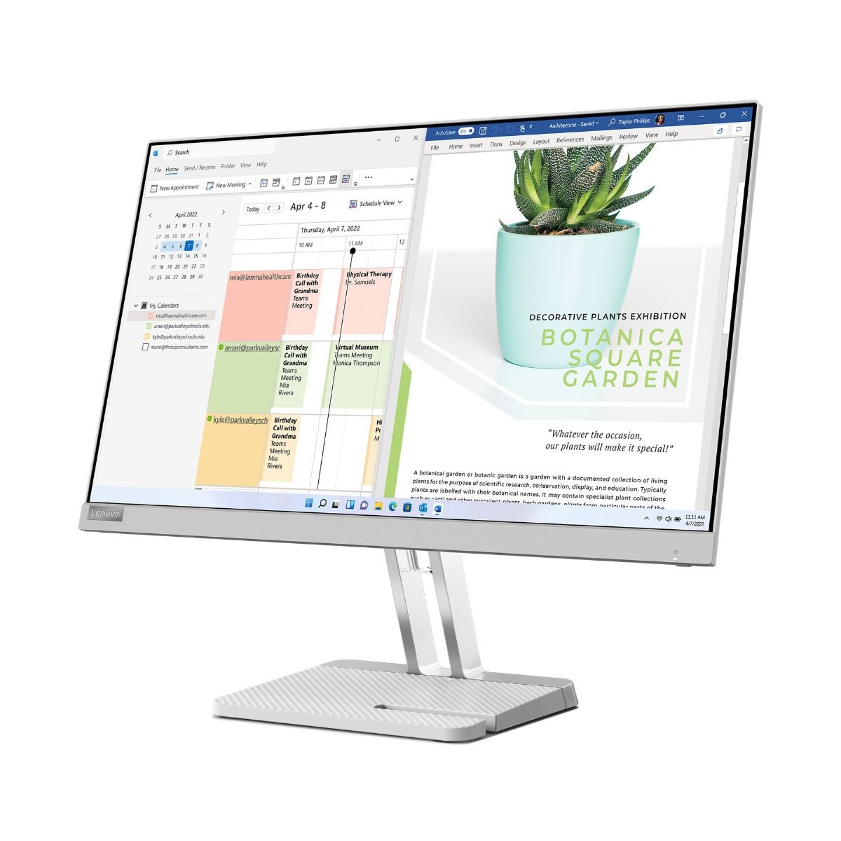 Lenovo L24e-40 23.8" Full HD Monitor 100Hz 4ms FreeSync IPS HDMI VGA Cloud Grey