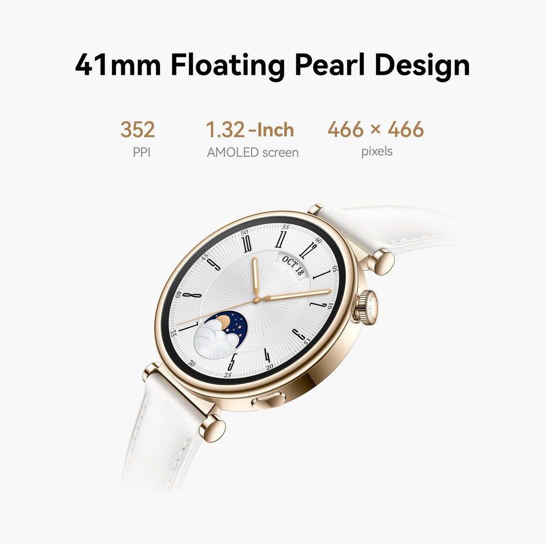 HUAWEI Watch GT 4 in White Smart Sports Waterproof Wi-Fi GPS AMOLED Gold