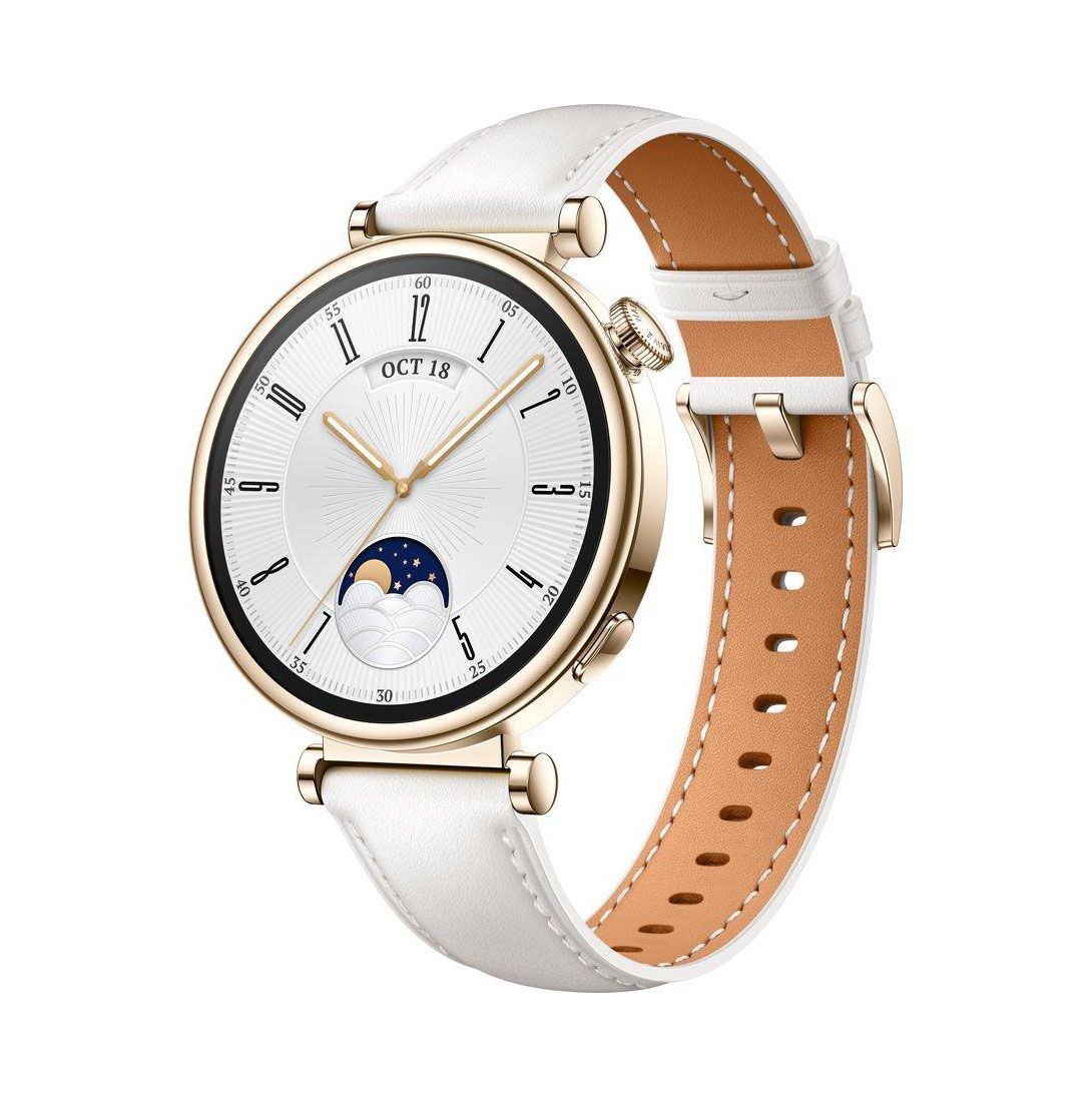HUAWEI Watch GT 4 in White Smart Sports Waterproof Wi-Fi GPS AMOLED Gold