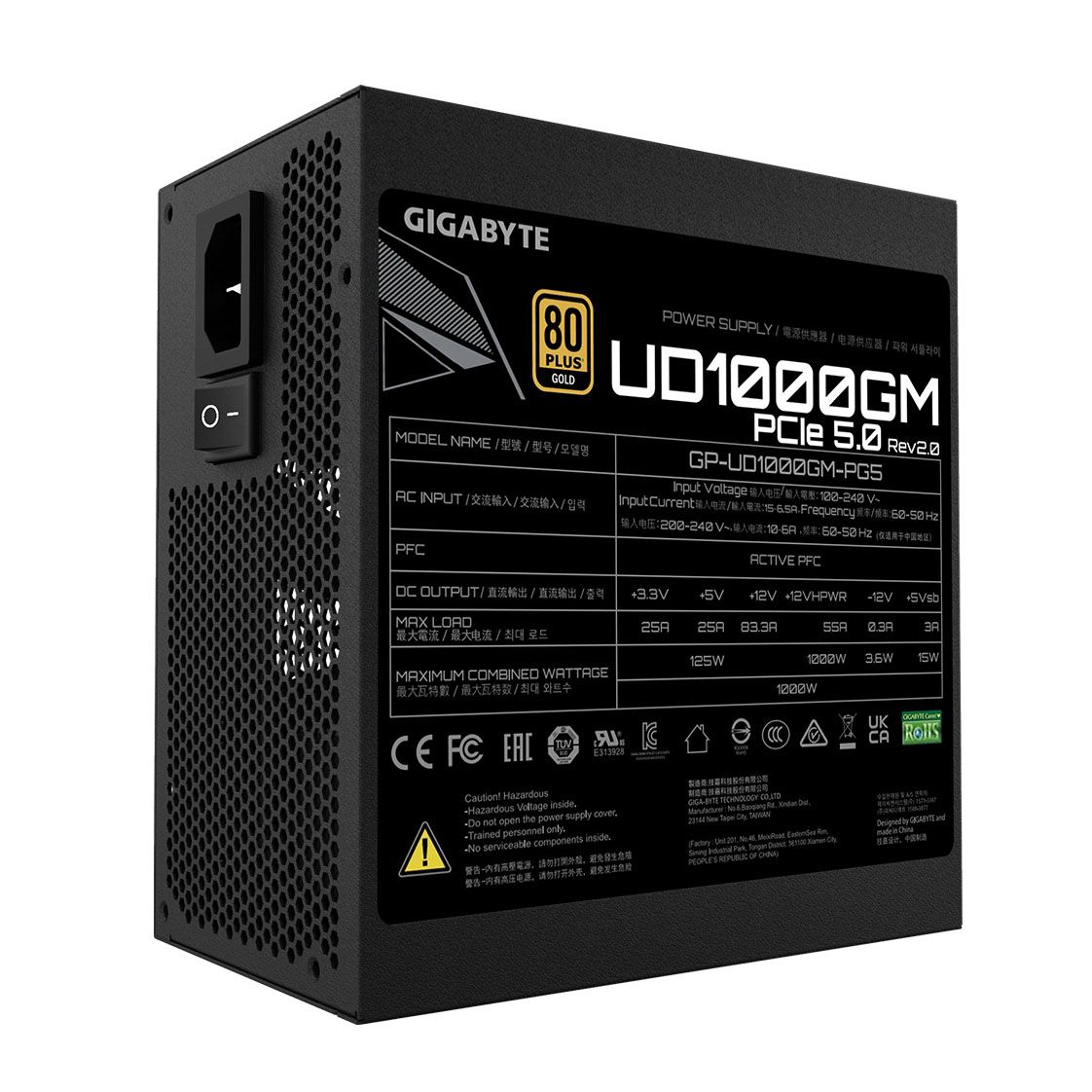 Gigabyte UD1000GM PG5 V2 Rev. 2.0 1000W Fully Modular Power Supply