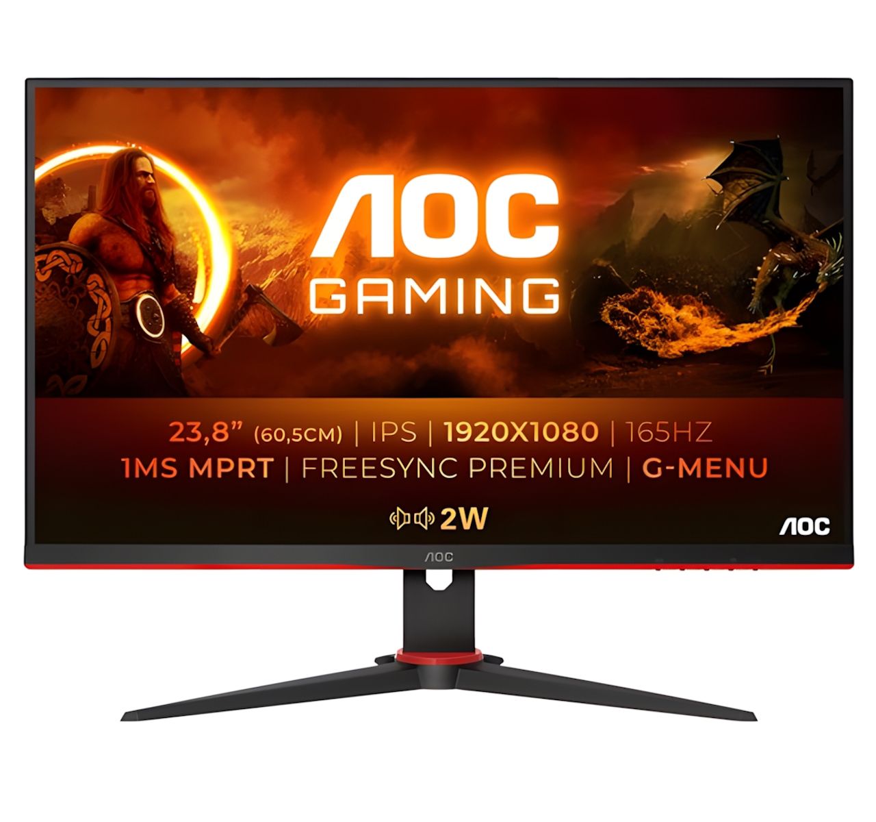 AOC 24G2SPAE/BK 23.8" FHD IPS Gaming Monitor 165Hz Refresh Rate 1ms Response Time
