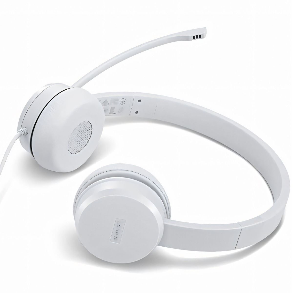 Lenovo 110 Stereo USB 1.8m Wired Headset with Boom Microphone in White
