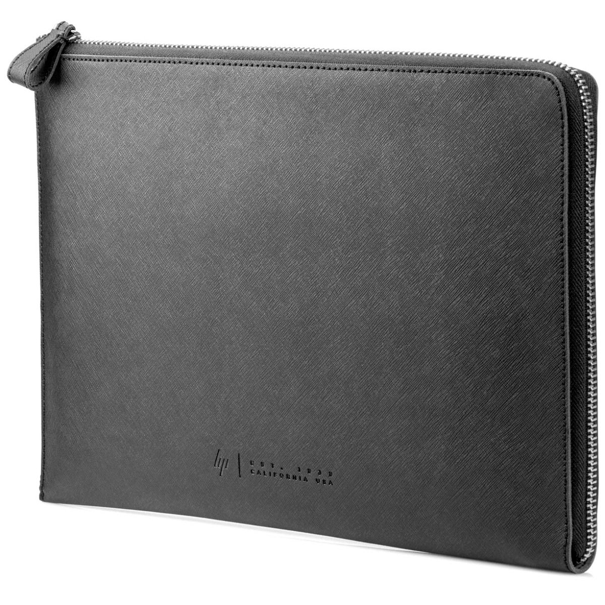 HP Spectre 13.3" Premium Black Leather Laptop Sleeve with Zipper & Soft Interior