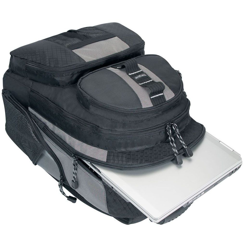 Targus 16" Three Compartment Sport Laptop Backpack with Side Storage Black / Silver