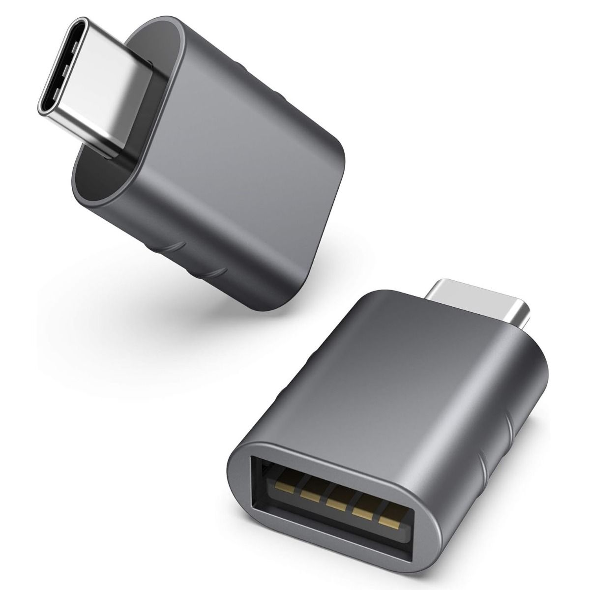 Syntec USB-C Male to USB A Female OTG Adapter 2 Pack Space Grey