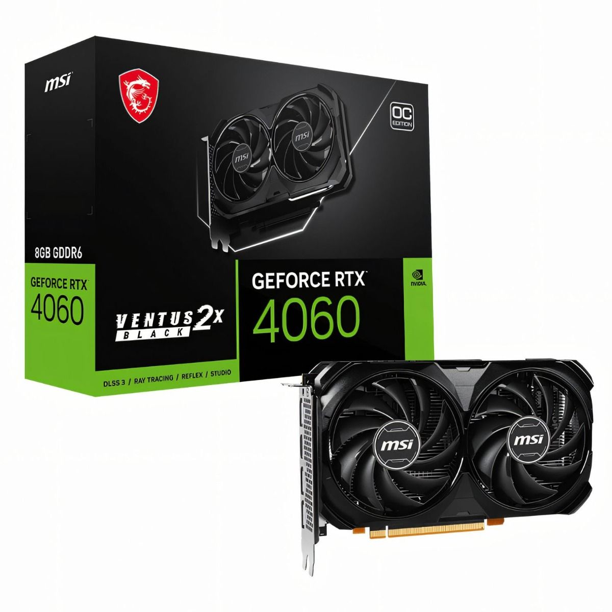 MSI RTX 4060 VENTUS 2X BLACK 8GB GDDR6 OC G-Sync Graphics Card