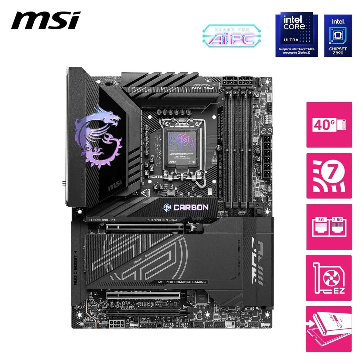 MSI MPG Z890 CARBON WIFI 7 ATX Motherboard LAN DDR5 for Intel CPU LGA1851