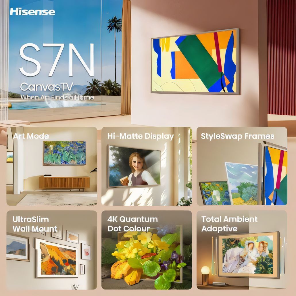 Hisense Canvas S7N 55" 4K Ultra HD Smart Art Mode TV HDR QLED with Amazon Alexa