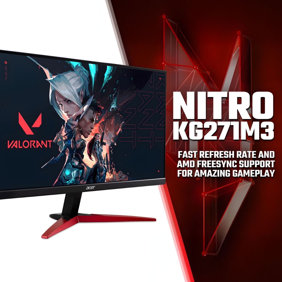 Acer Nitro KG1 KG271 M3 27" Full HD Gaming Monitor 180Hz 1ms FreeSync Premium HDMI DP