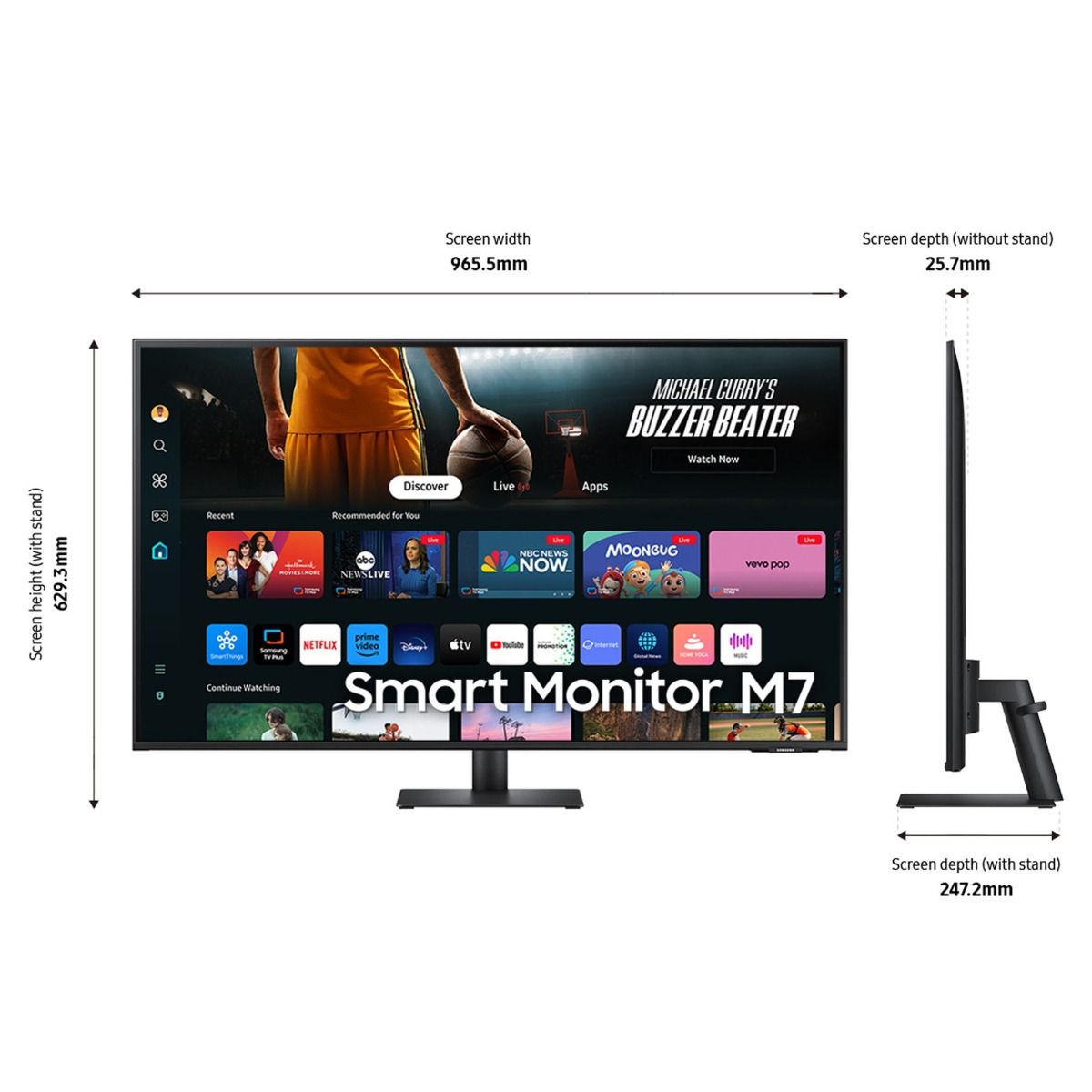 Samsung M70D 43" 4K Ultra HD Smart Monitor with Speakers & Remote Control