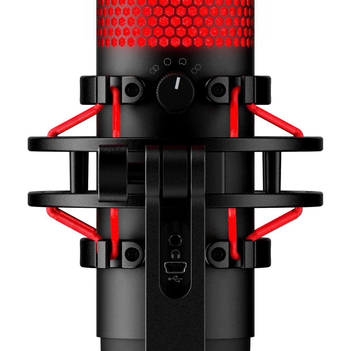 HyperX QuadCast USB Microphone Anti-Shock Mount - Red Lighting Tap-To-Mute