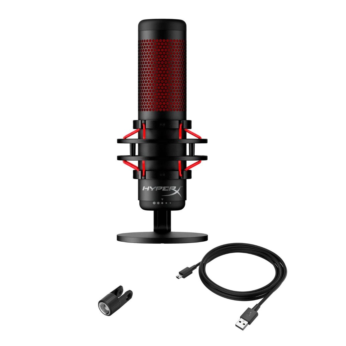 HyperX QuadCast USB Microphone Anti-Shock Mount - Red Lighting Tap-To-Mute
