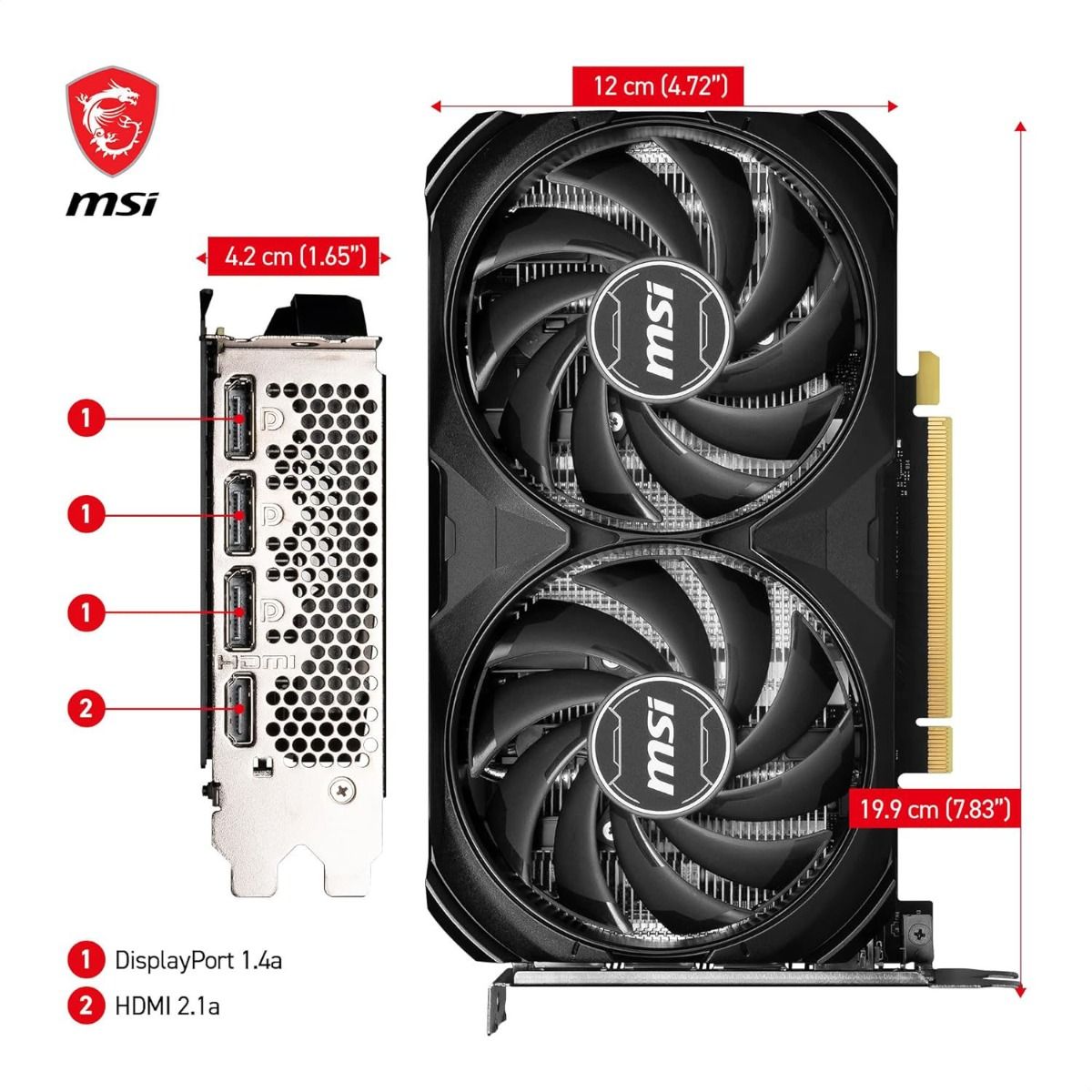 MSI RTX 4060 Ti VENTUS 2X BLACK 16GB GDDR6 OC Graphics Card PCIe 4 Torx Fan