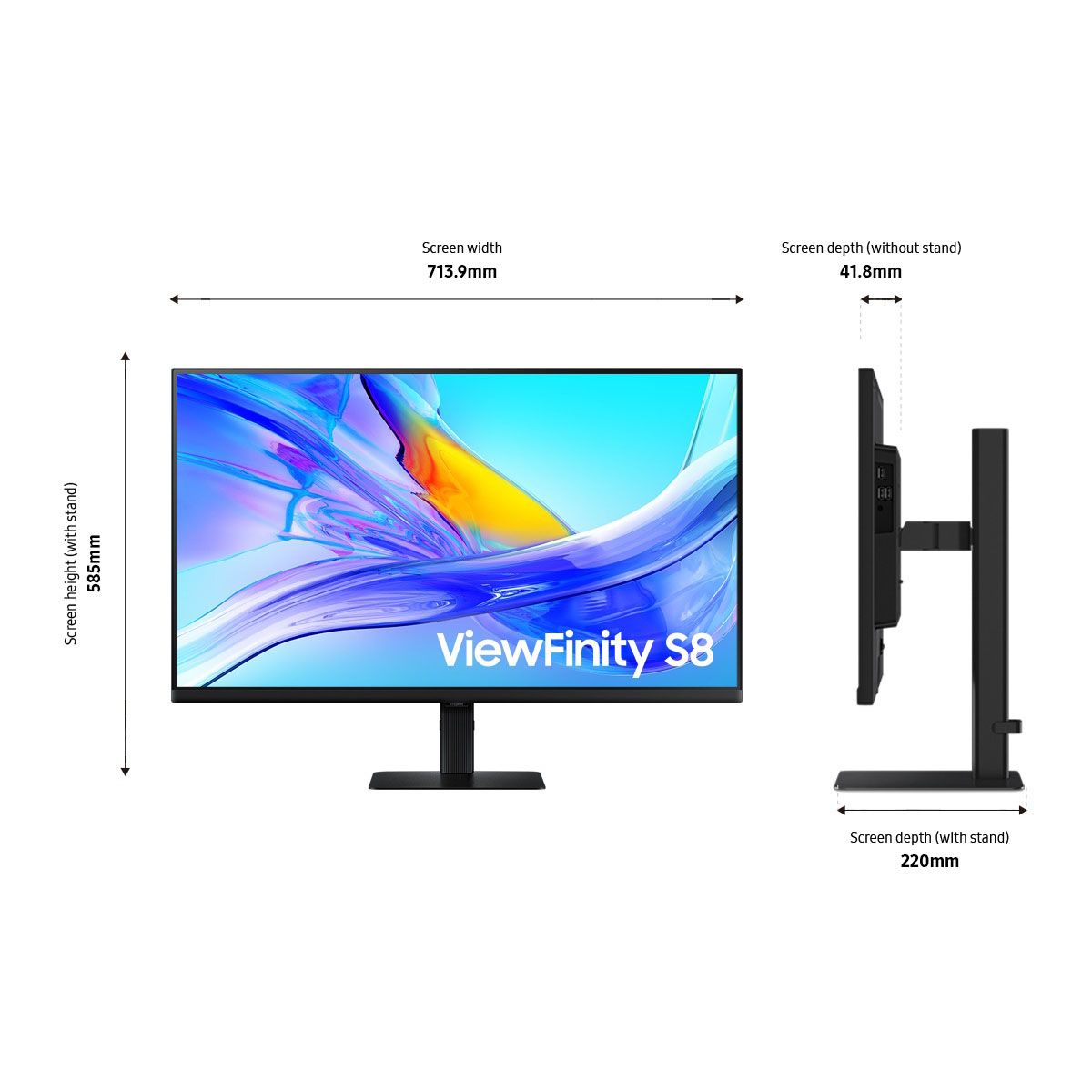 Samsung ViewFinity S8 Ultra HD 4K 60Hz 5ms 32" Monitor USB-C Black with KVM