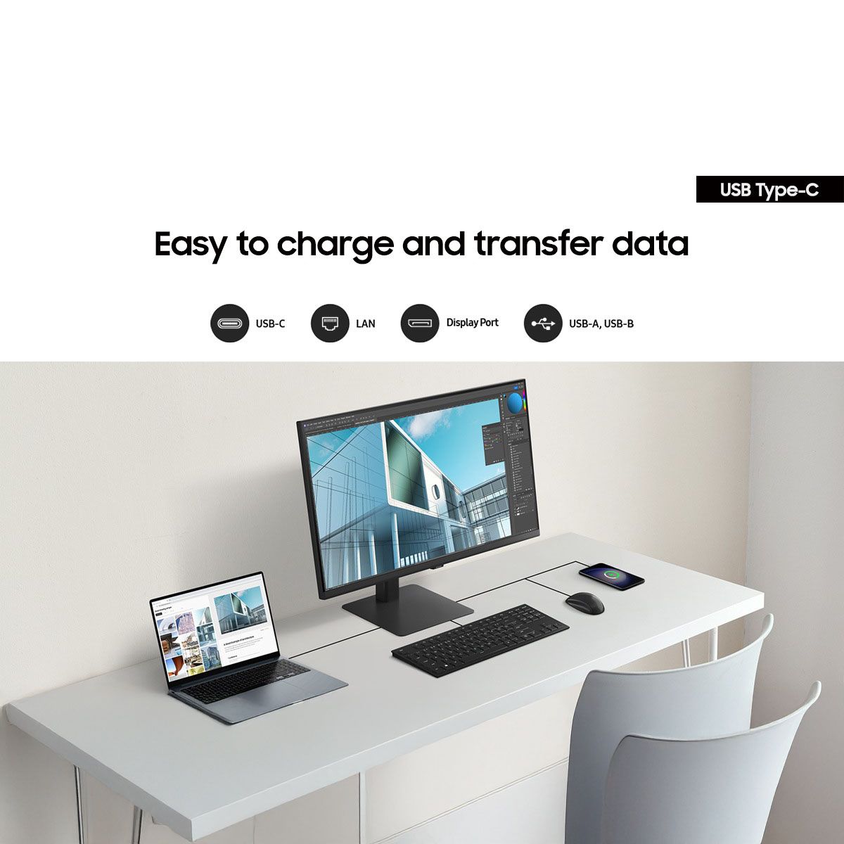 Samsung ViewFinity S8 Ultra HD 4K 60Hz 5ms 32" Monitor USB-C Black with KVM