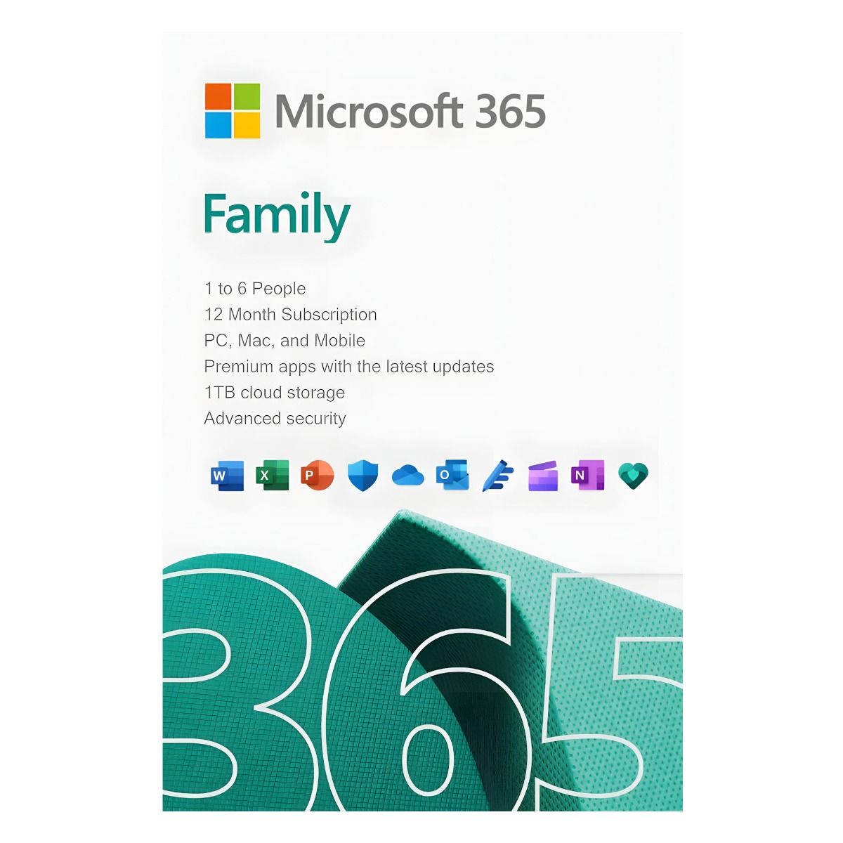 Microsoft 365 Family - 1 Year, 6 People 1TB Cloud & Advanced Security