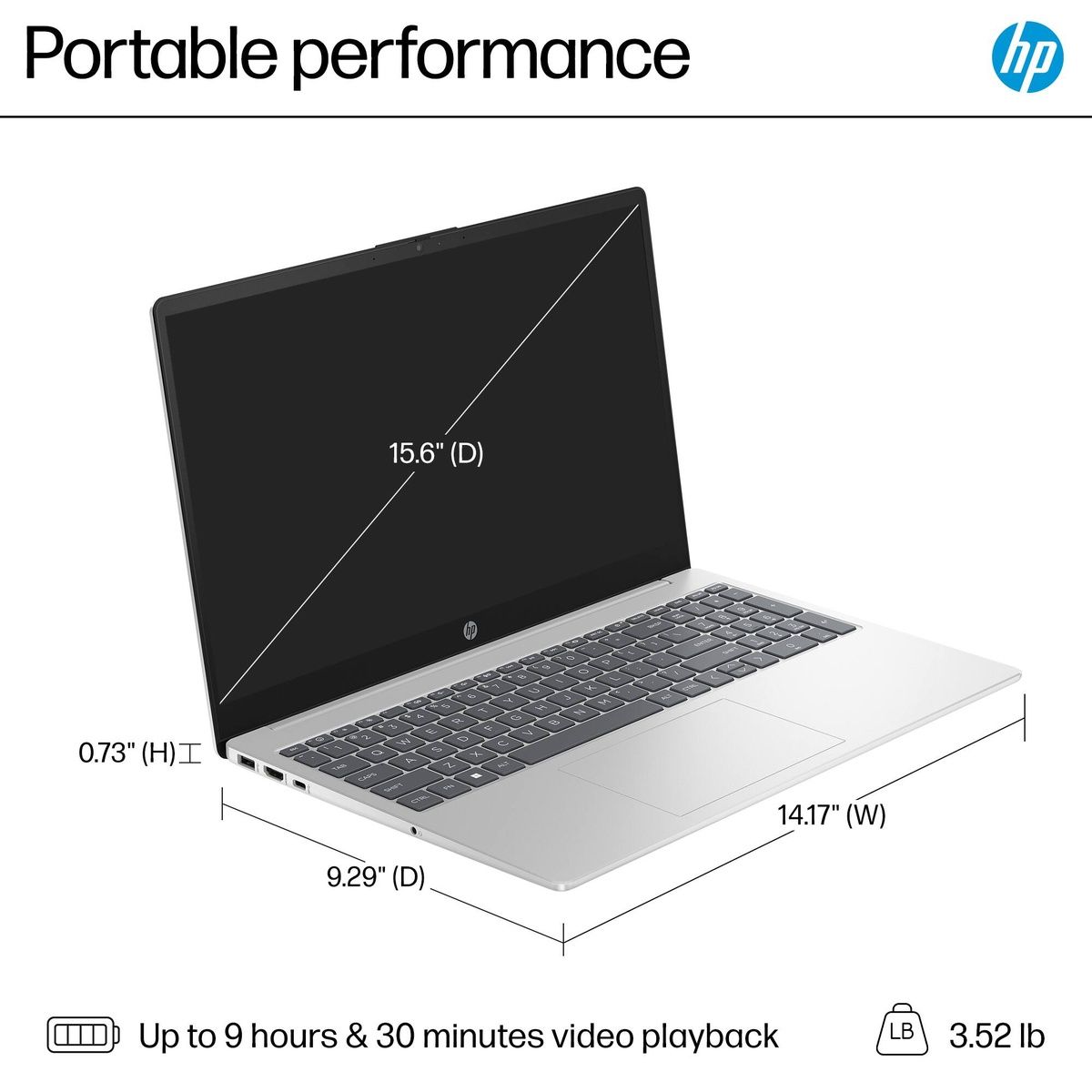 HP 15-fc0049na 15.6" FHD Laptop Ryzen 5 7520U 16GB RAM 512GB SSD Natural silver