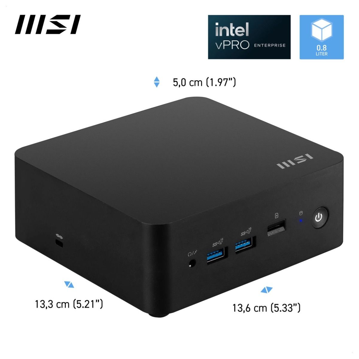 MSI Cubi NUC 13MQG Mini PC Intel Core i5-1345U 8GB RAM 512GB SSD Black 