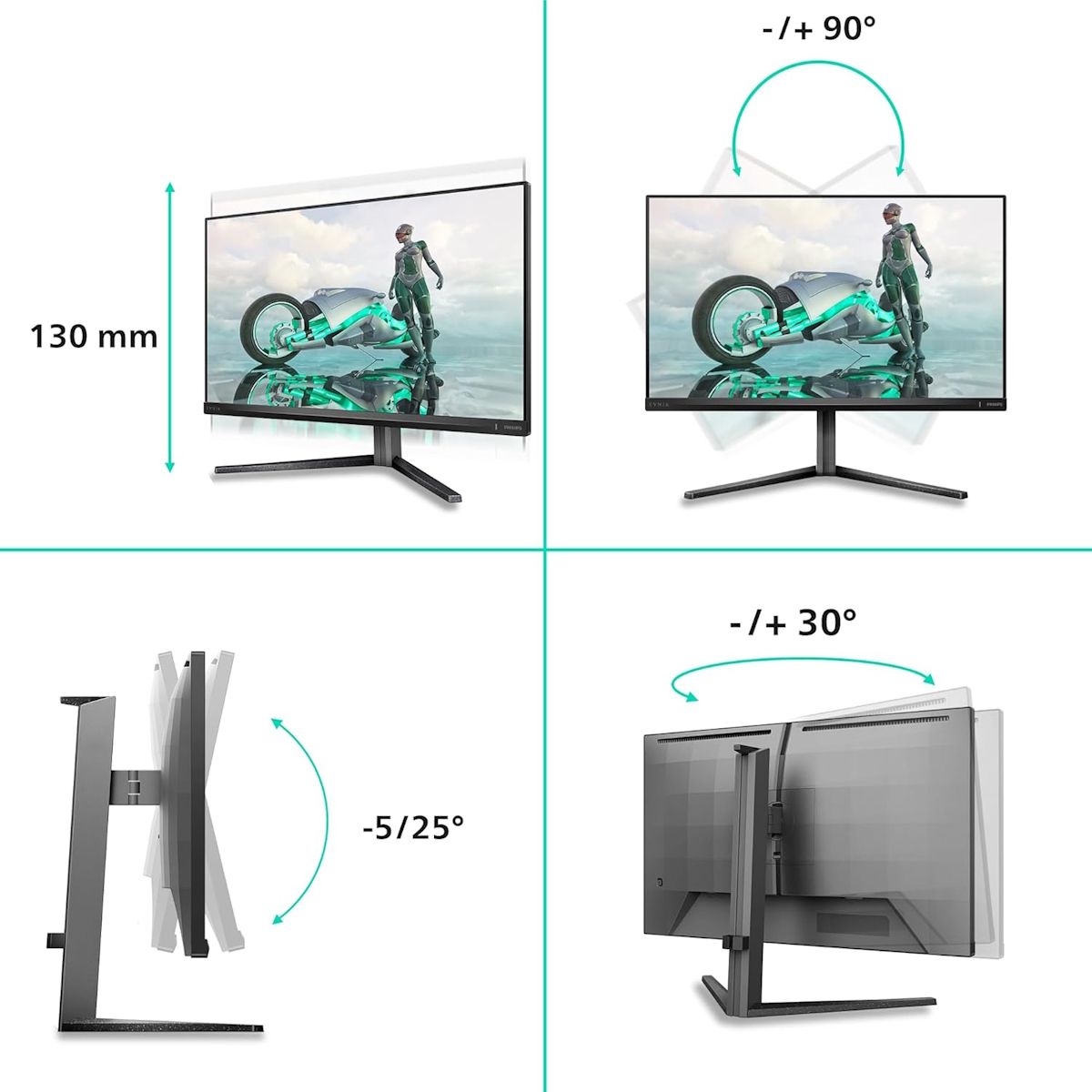 Philips Evnia 3000 27" Gaming Monitor Dual Mode 4K 160Hz & FHD 320Hz Grey