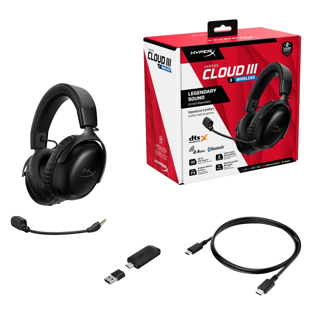 HyperX Cloud III S Wireless Gaming Headset 53mm Drivers with Mic Black