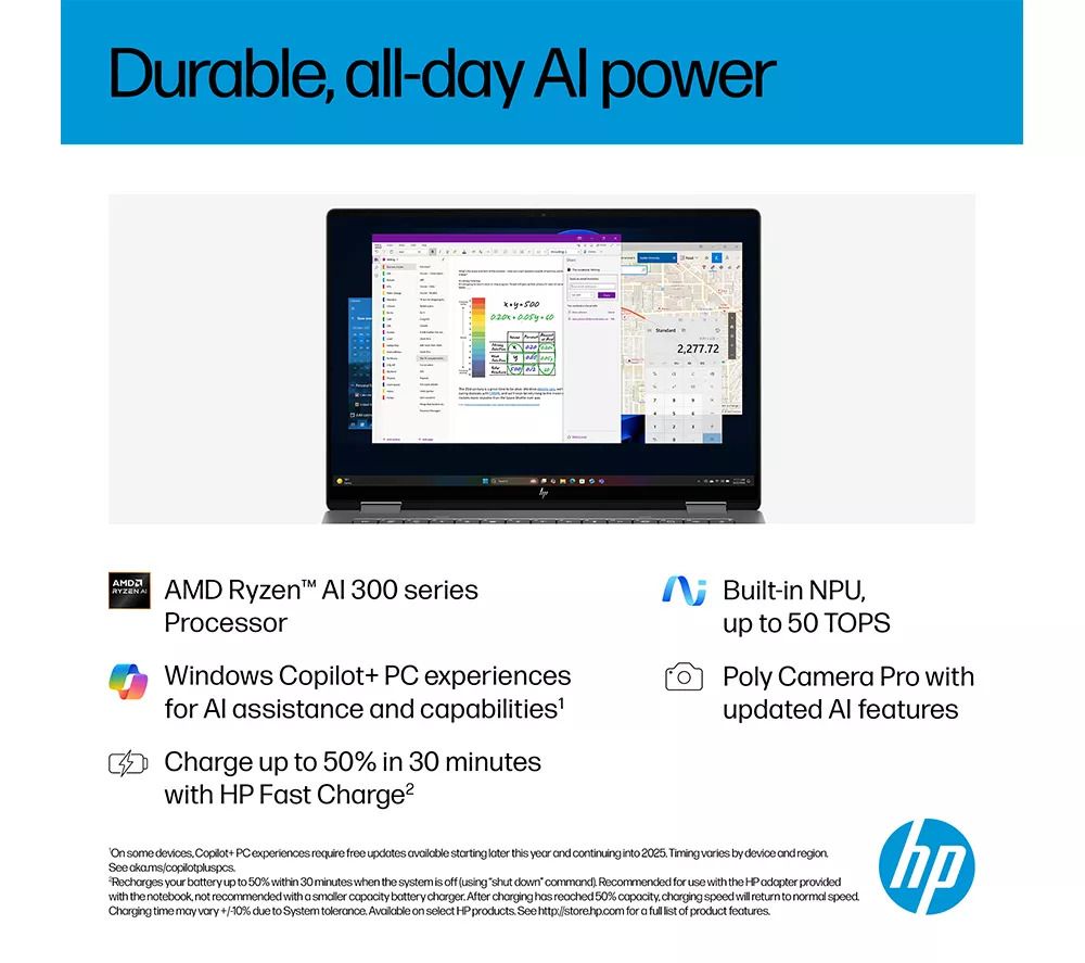 HP OmniBook X Flip AI 14-fk0504sa 14" 2-in-1 Laptop Ryzen AI 5 16GB RAM 512GB SSD