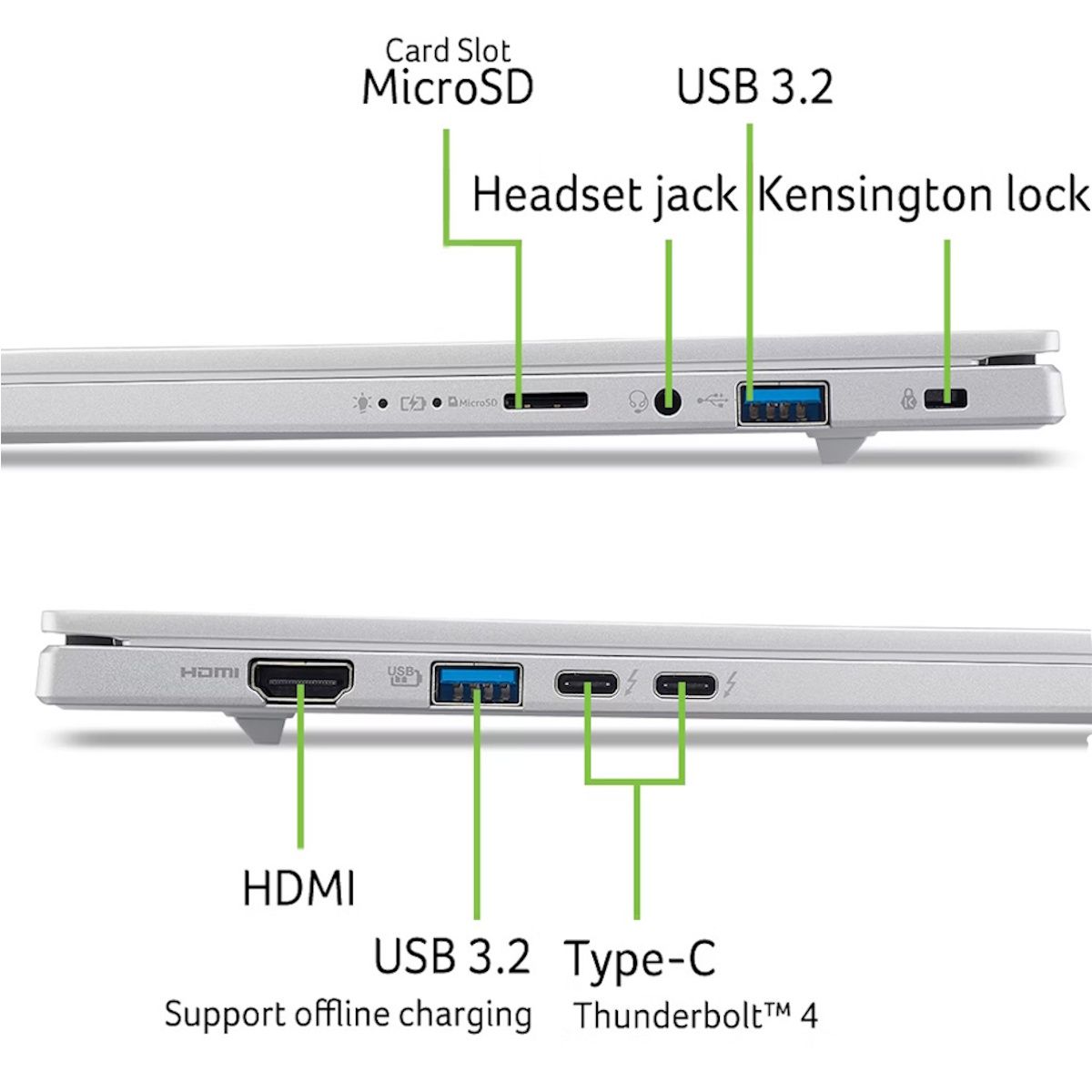 Acer Aspire 14 AI 14" OLED Laptop Intel Core Ultra 7 16GB RAM 1TB SSD Silver