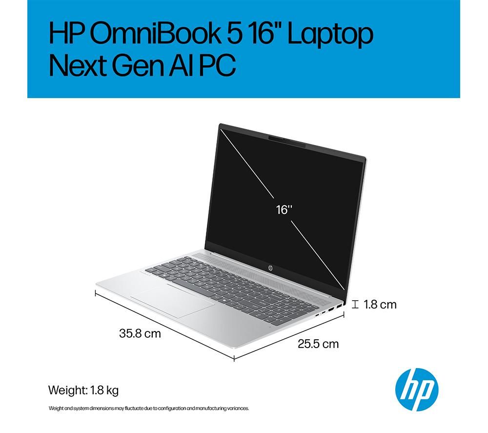 HP OmniBook 5 AI 16-ag1500sa 16" Laptop AMD Ryzen AI 5 16GB 512GB Silver