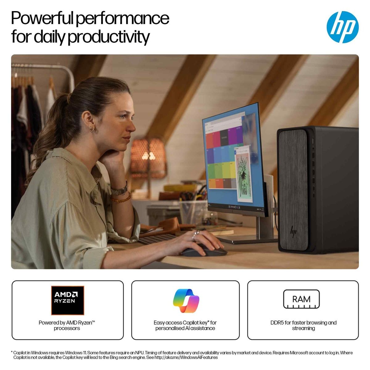 HP OmniDesk M02-0006na Ryzen 5 8500G 8GB 512GB SSD Win 11 Home Grey wood with