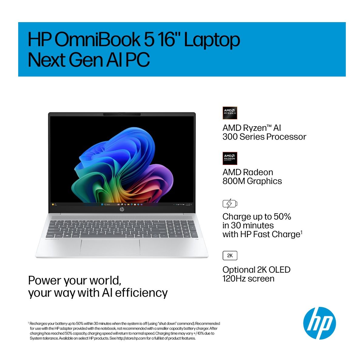 HP OmniBook 5 16-ag1010na 16" Ryzen AI 7 350 16GB RAM 1TB SSD Win 11 Home
