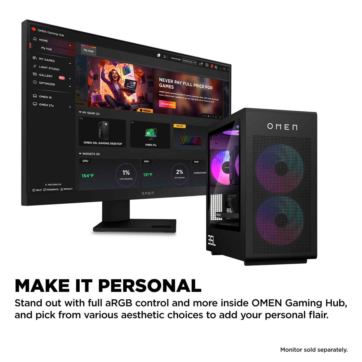 HP OMEN 35L Gaming Desktop GT16-1504na Ryzen 7 7800X3D 32GB 1TB SSD RX 9070 XT