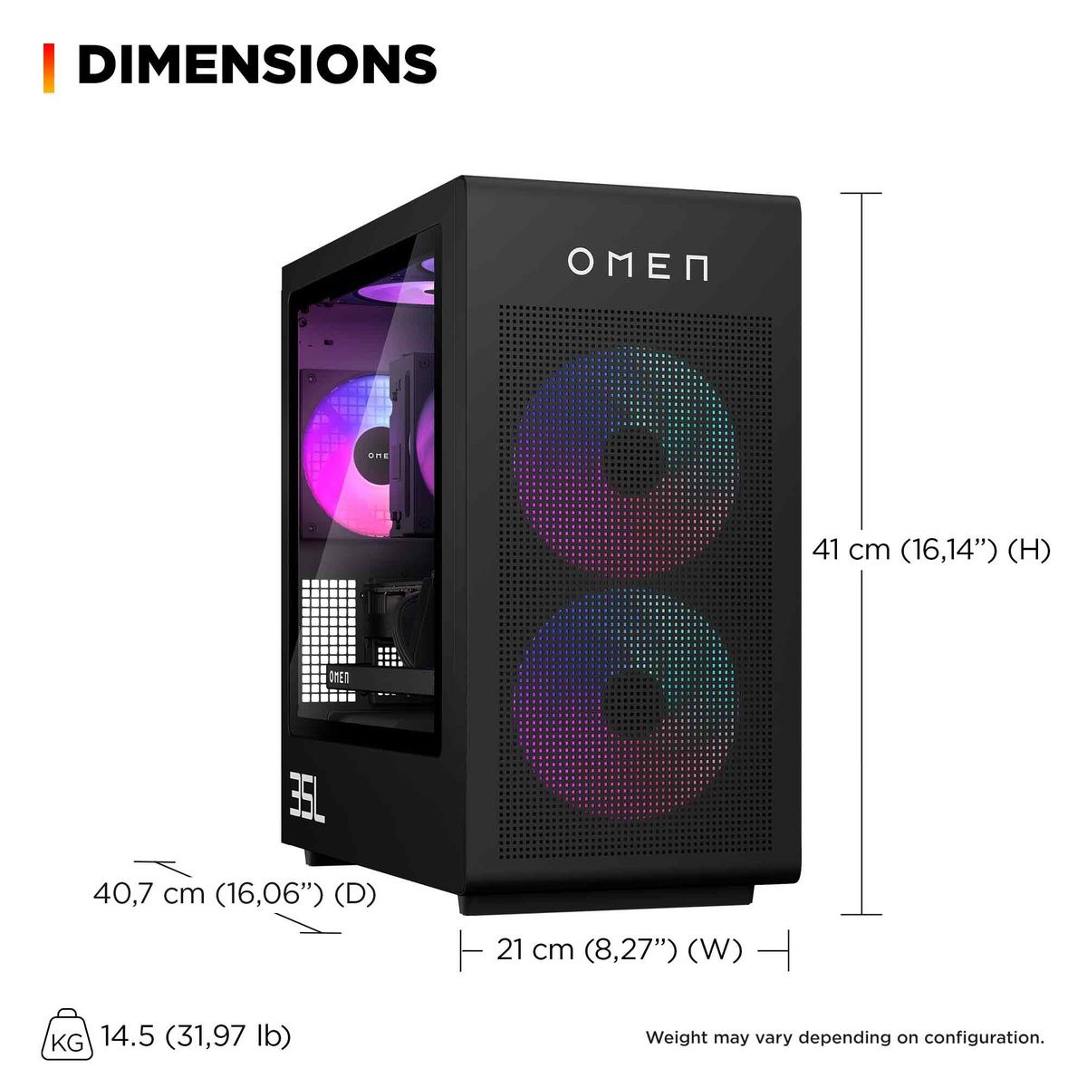 HP OMEN 35L Gaming Desktop GT16-1504na Ryzen 7 7800X3D 32GB 1TB SSD RX 9070 XT