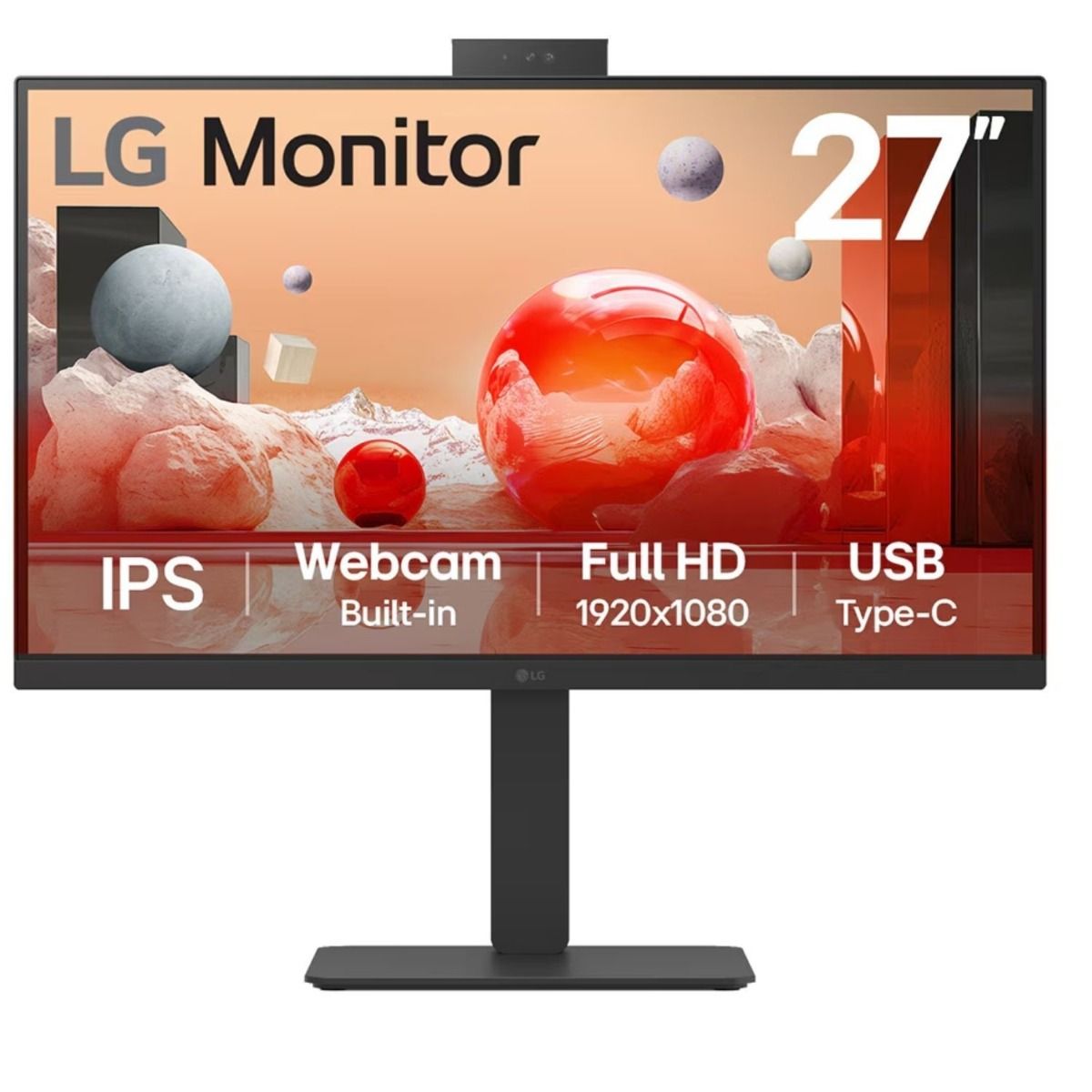 LG 27BA850-B.AEK 27" Full HD IPS Monitor Built in Webcam Mic & Speakers 100Hz