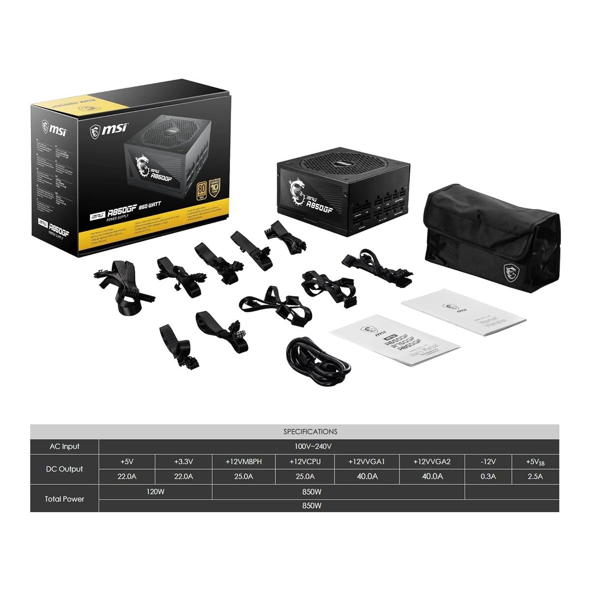 MSI MPG A850GF 850W Fully Modular ATX PSU
