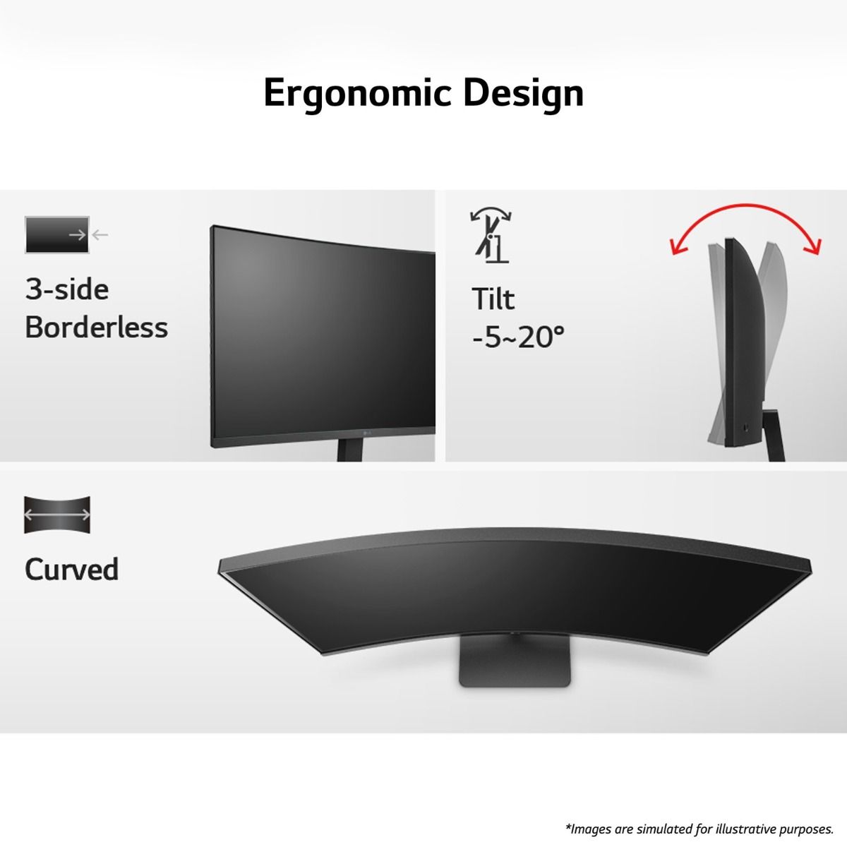 LG 32MR50C-B 32" Full HD Curved Monitor 100Hz Refresh Flicker Safe Tiltable