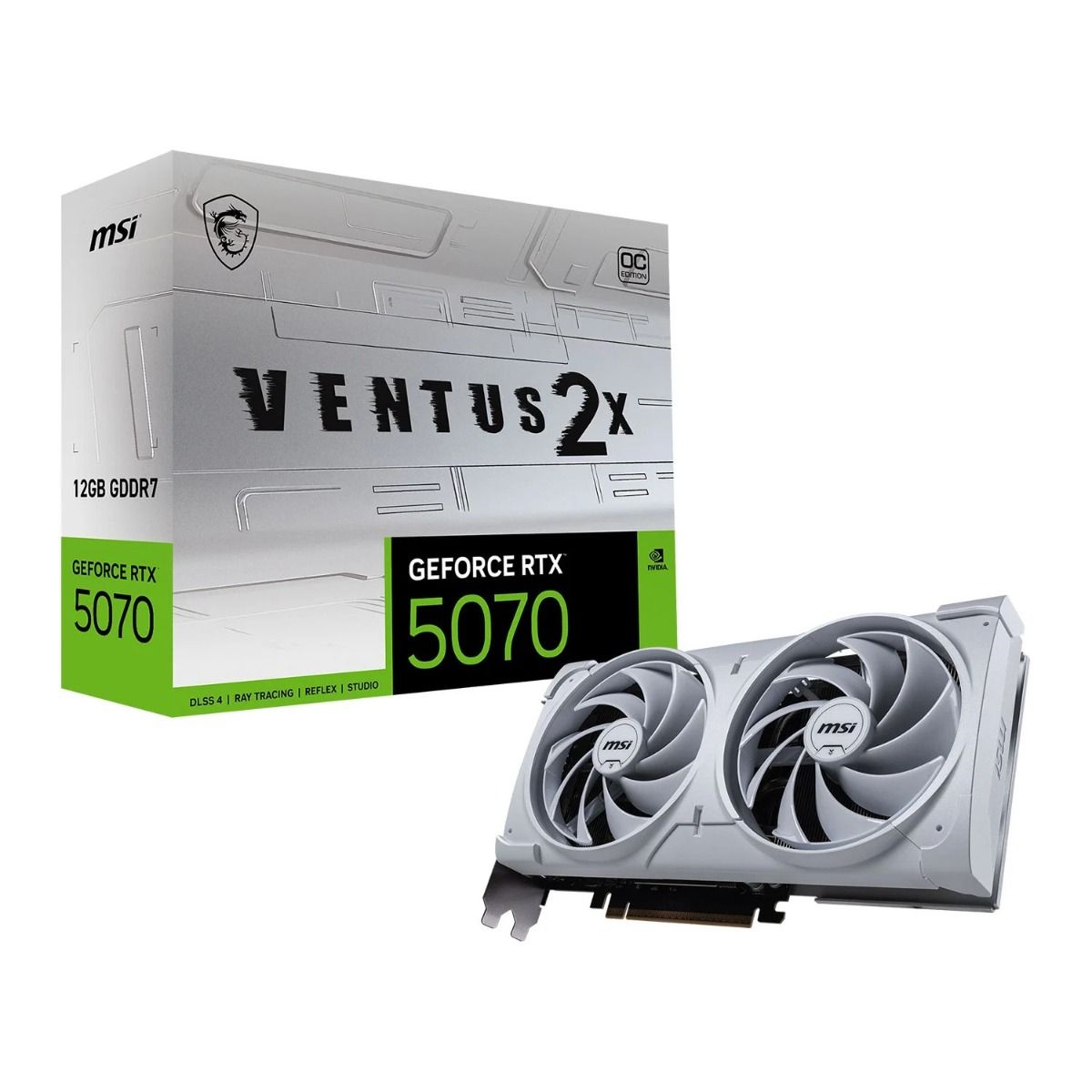 MSI RTX 5070 12G Ventus 2X OC Graphics Card 12GB GDDR7 - White