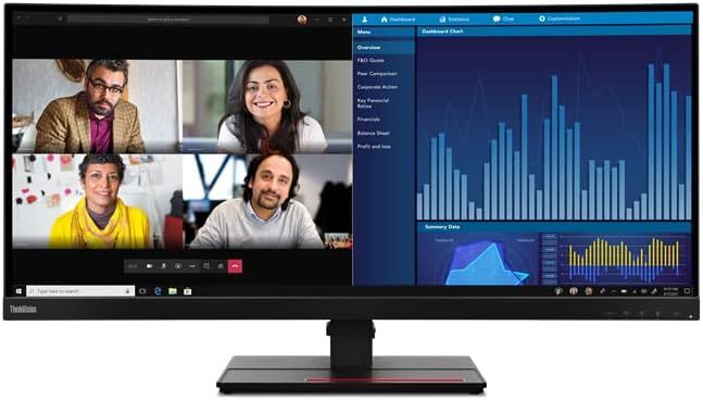 Lenovo ThinkVision P34w-20 34.14" UWQHD Curved Monitor with USB HUB Black