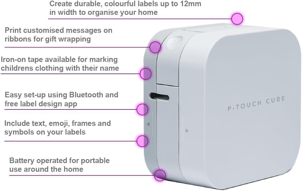Brother P-touch CUBE PT-P300BT Label Printer Bluetooth 4 Label Sizes