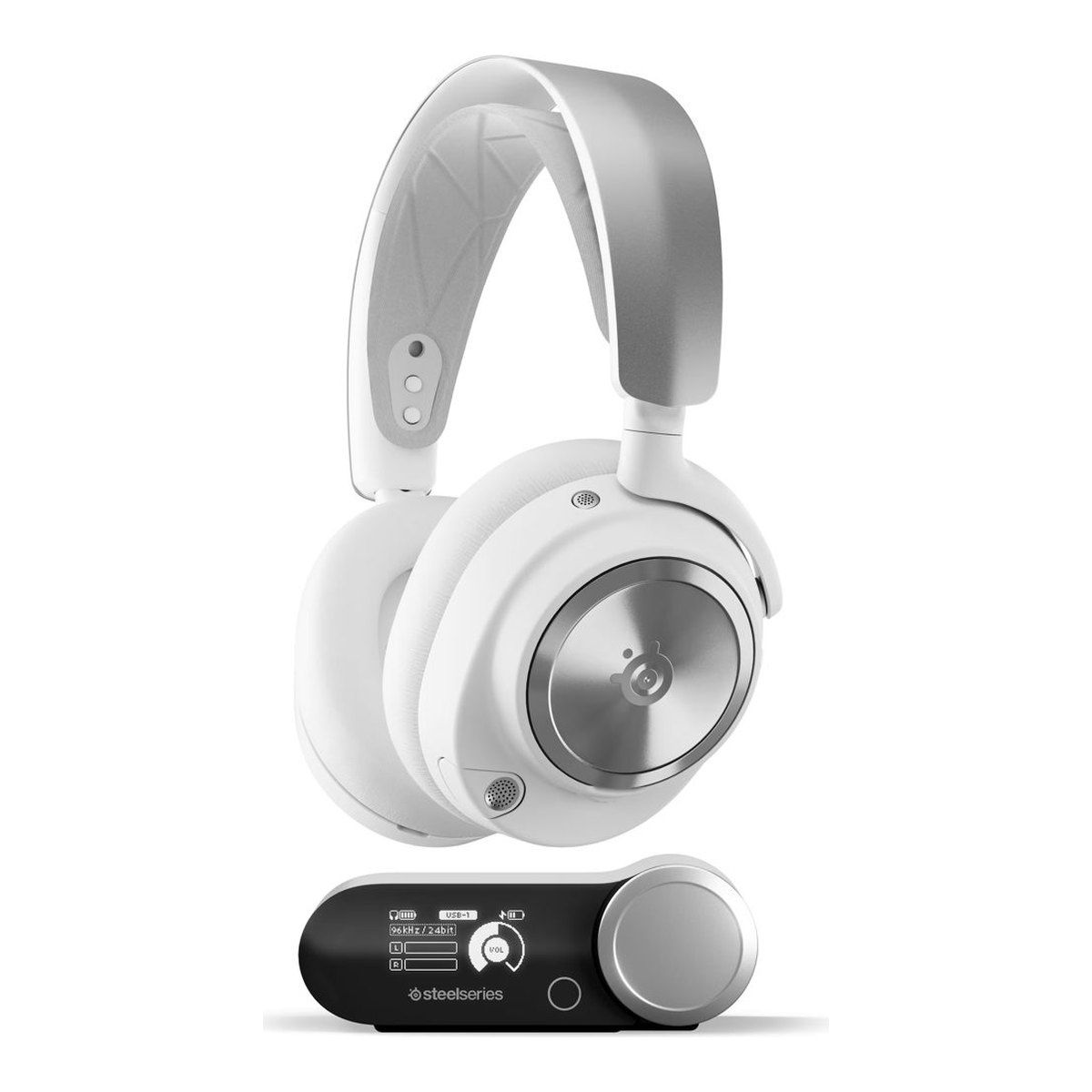 SteelSeries Arctis Nova Pro Wireless White Headset with OLED Base Station