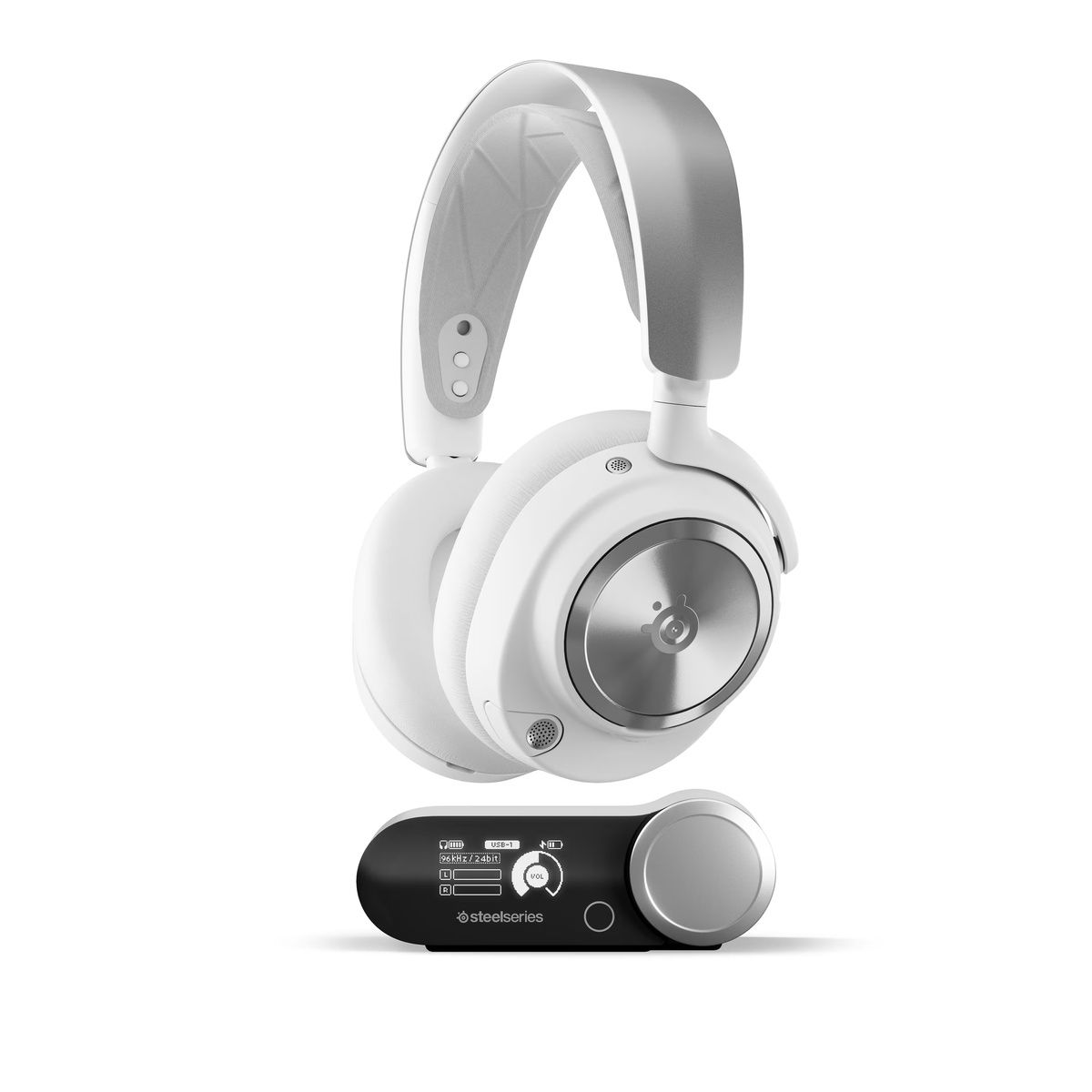SteelSeries Arctis Nova Pro Wireless White Headset with OLED Base Station