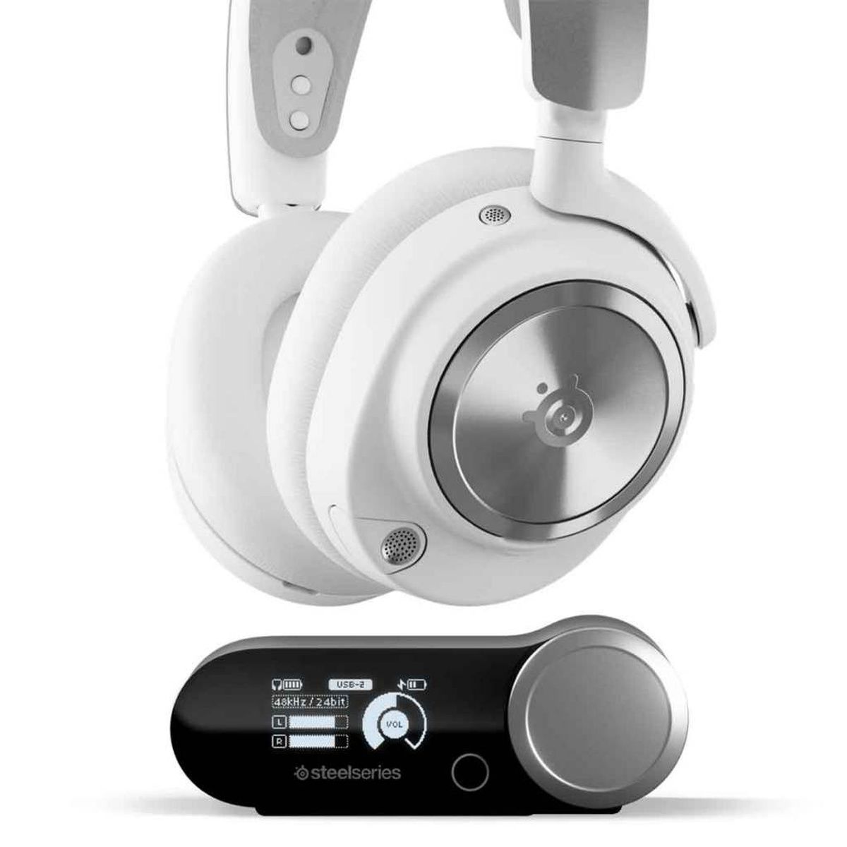 SteelSeries Arctis Nova Pro Wireless White Headset with OLED Base Station