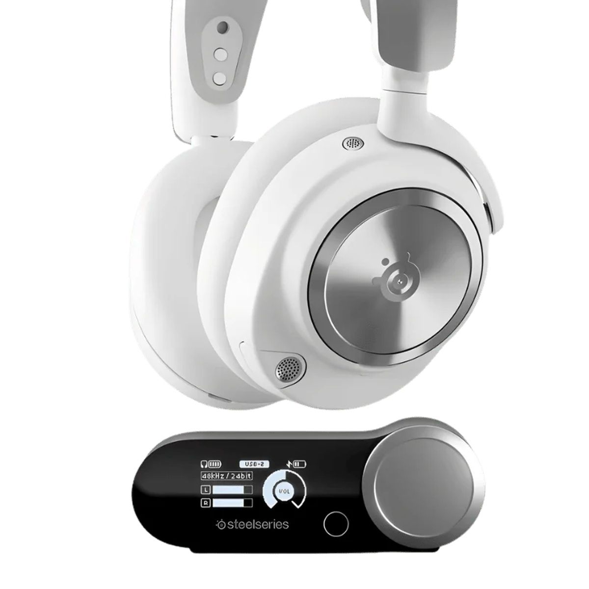 SteelSeries Arctis Nova Pro Wireless White Headset with OLED Base Station