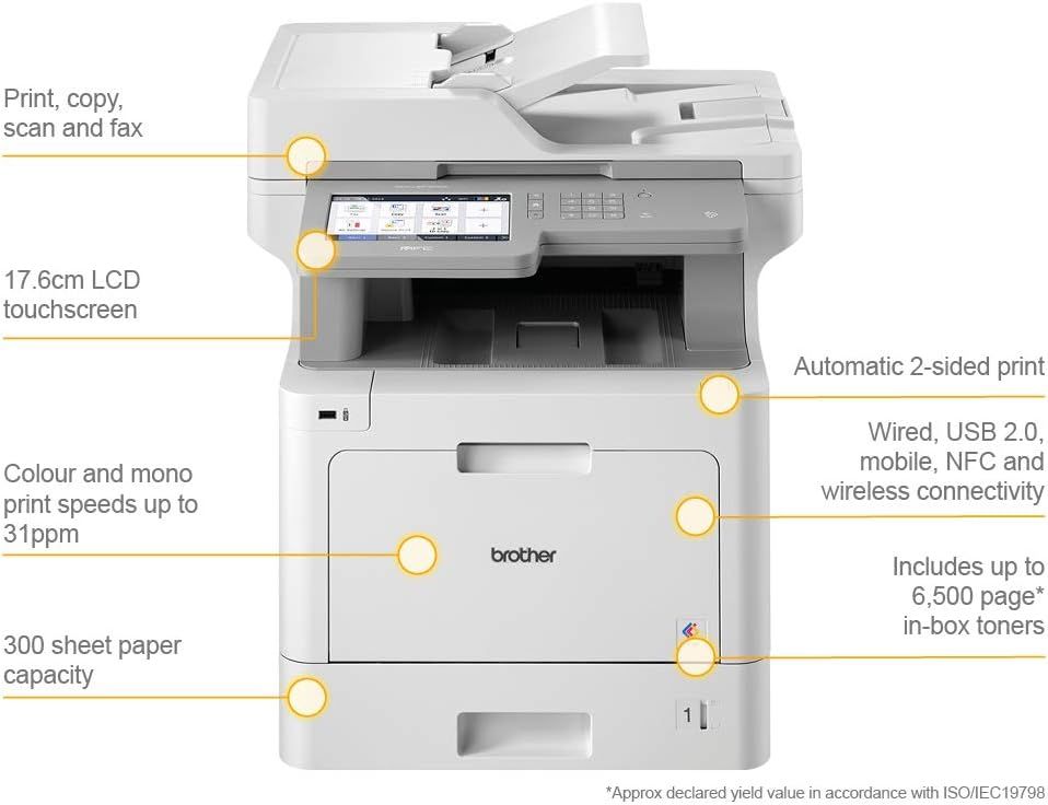 Brother MFC-L9570CDW Wireless Colour Laser Printer Built in NFC and Touchscreen