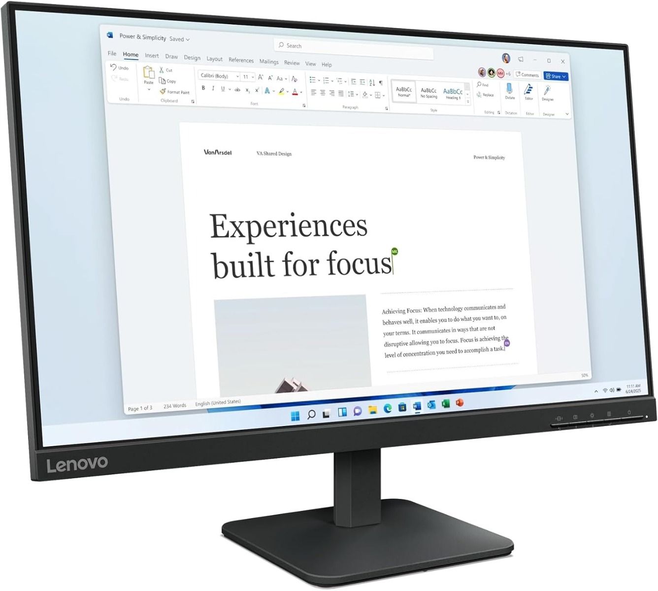 Lenovo L24-4e23.8" Full HD IPS Monitor 100Hz Refresh 4ms Black